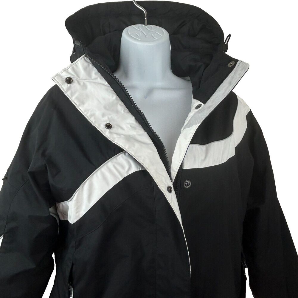 Columbia Black + White Hooded Winter Coat Parka Jacket Size S - Picture 3 of 12
